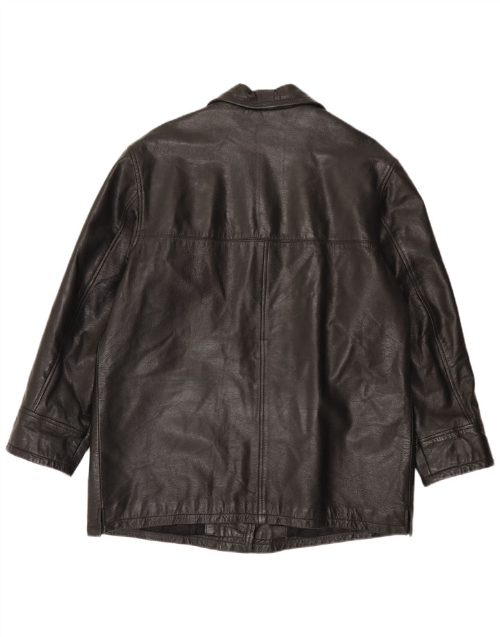 Vintage Γυναικείο Δερμάτινο Παλτό IT 48 XL Μαύρο