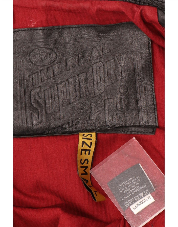 Superdry Ανδρικό Δερμάτινο Στρατιωτικό Μπουφάν UK 36 Small Black Leather