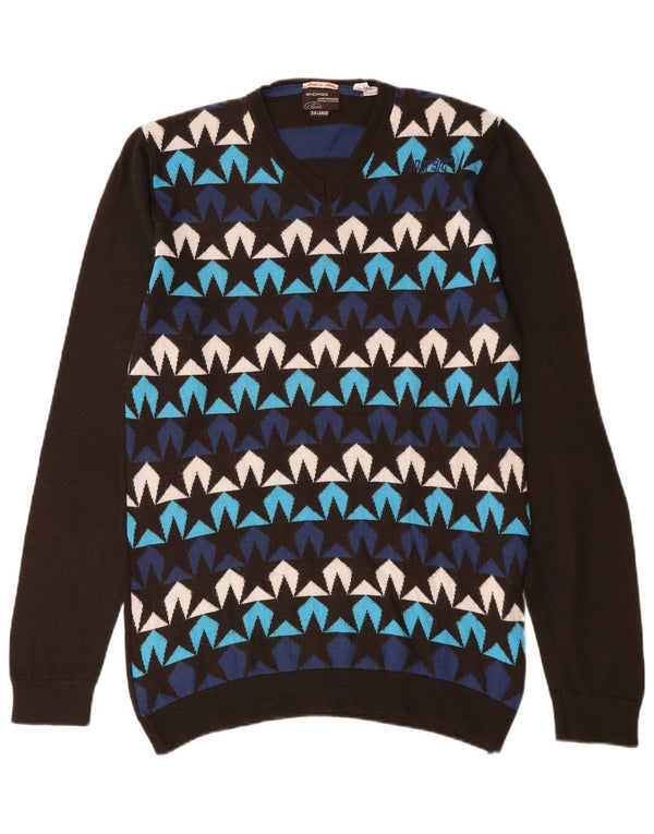 Ανδρικό πουλόβερ Energie Abstract Pattern με λαιμόκοψη 2XL πολύχρωμο μάλλινο