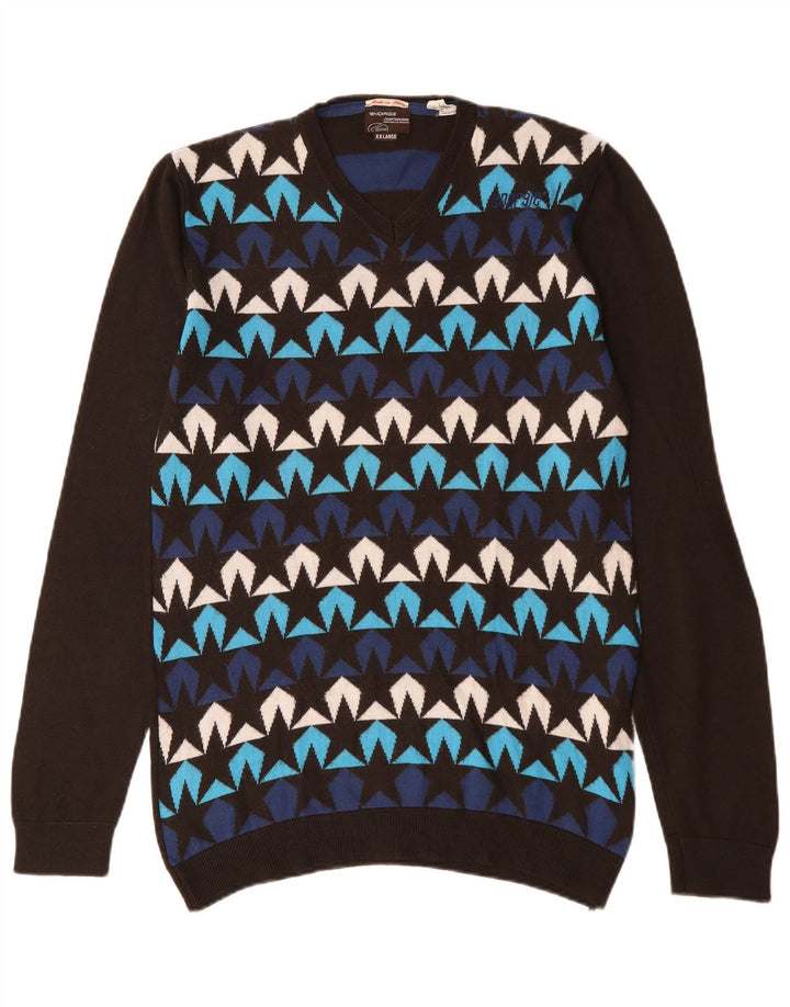 Ανδρικό πουλόβερ Energie Abstract Pattern με λαιμόκοψη 2XL πολύχρωμο μάλλινο