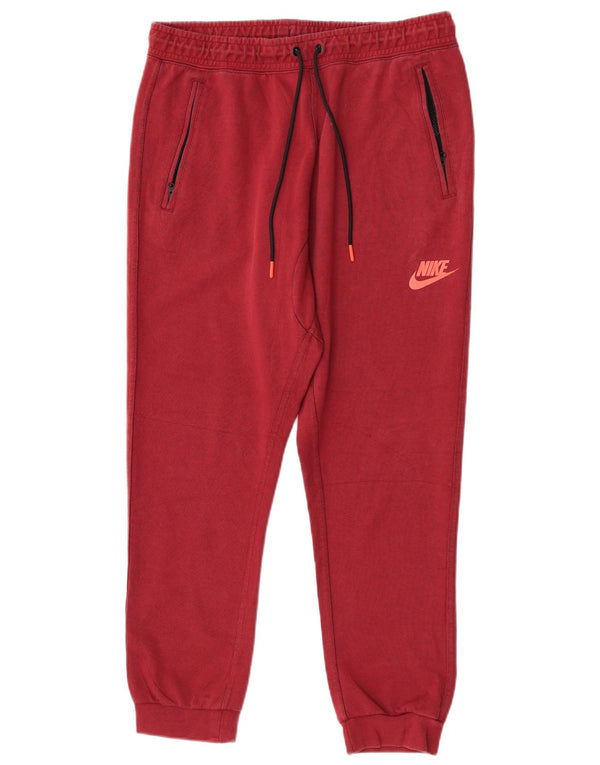 Nike Mens Tracksuit Trousers Joggers Large Burgundy Cotton