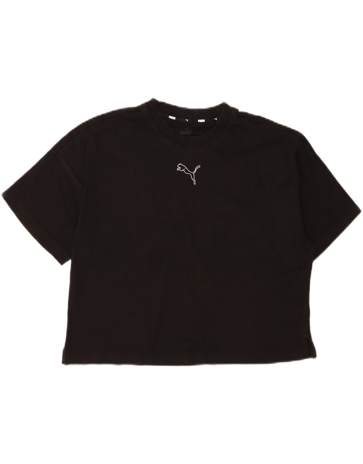 PUMA Womens Crop T-Shirt Top UK 14 Medium Black Vintage Puma and Second-Hand Puma from Messina Hembry 