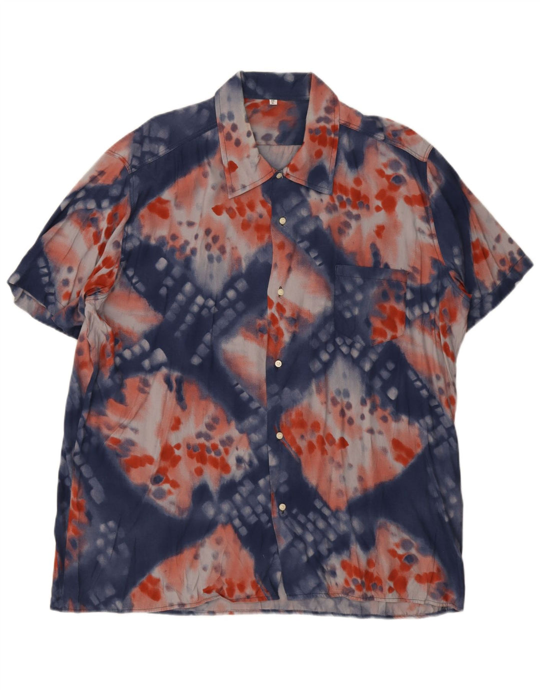 Vintage ανδρικό κοντομάνικο πουκάμισο XL Blue Tie Dye