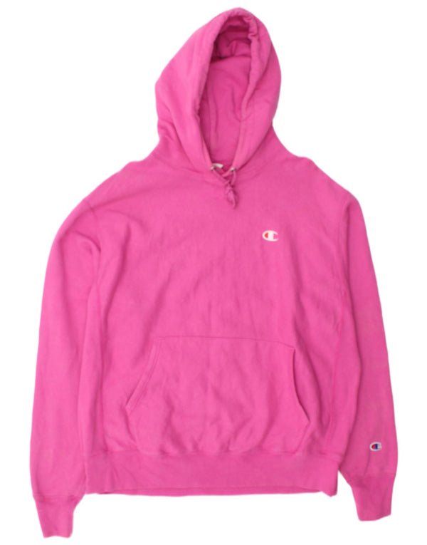 Champion Mens Hoodie Jumper Μεγάλο Ροζ Βαμβακερό