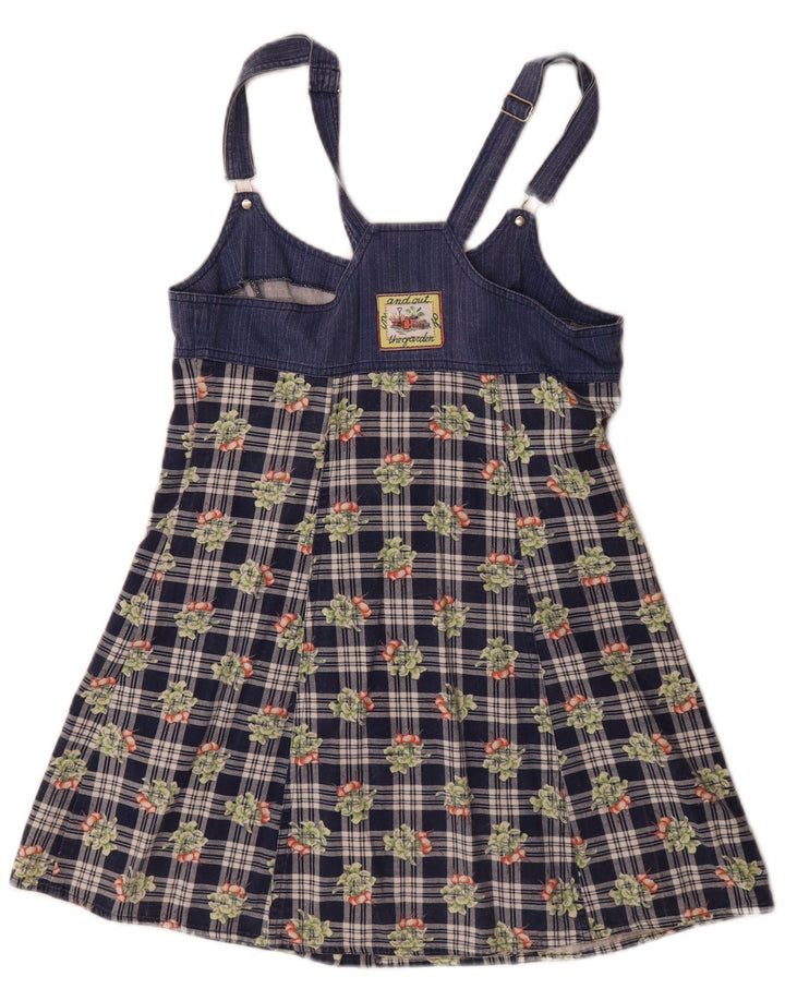Colmar Γυναικείο Mini Dungaree Φόρεμα UK 12 Medium Navy Blue Check Cotton