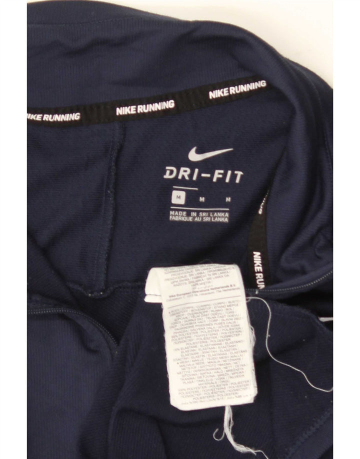 Μπλουζάκι με φερμουάρ Nike ανδρικό Dri Fit με μακρυμάνικο μεσαίο μπλε ναυτικό πολυεστέρας