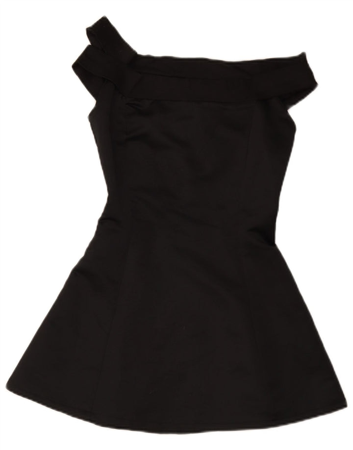 Vintage Γυναικείο Mini Off Shoulder Φόρεμα UK 8 Small Black
