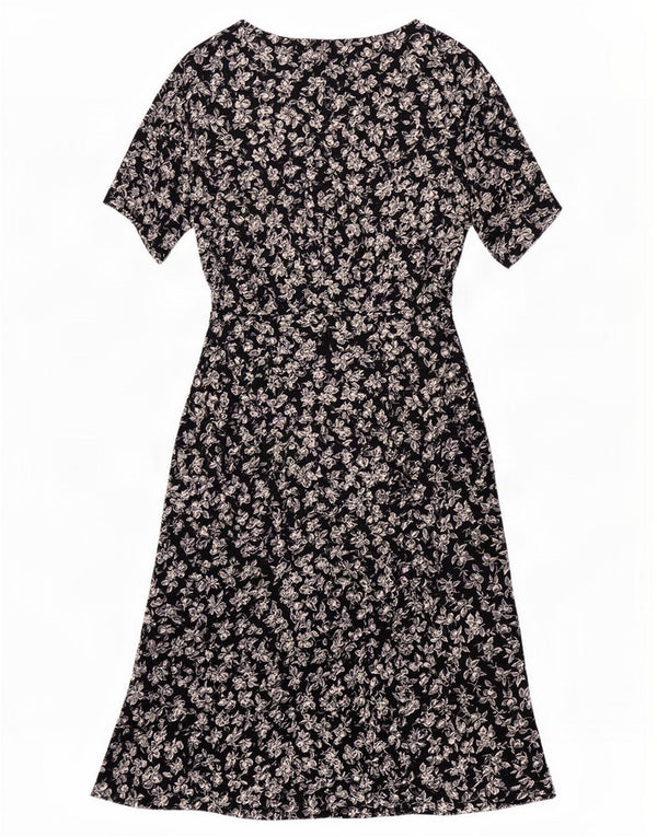 Marks & Spencer Γυναικείο φόρεμα A-Line UK 14 Large Navy Blue Floral Viscose
