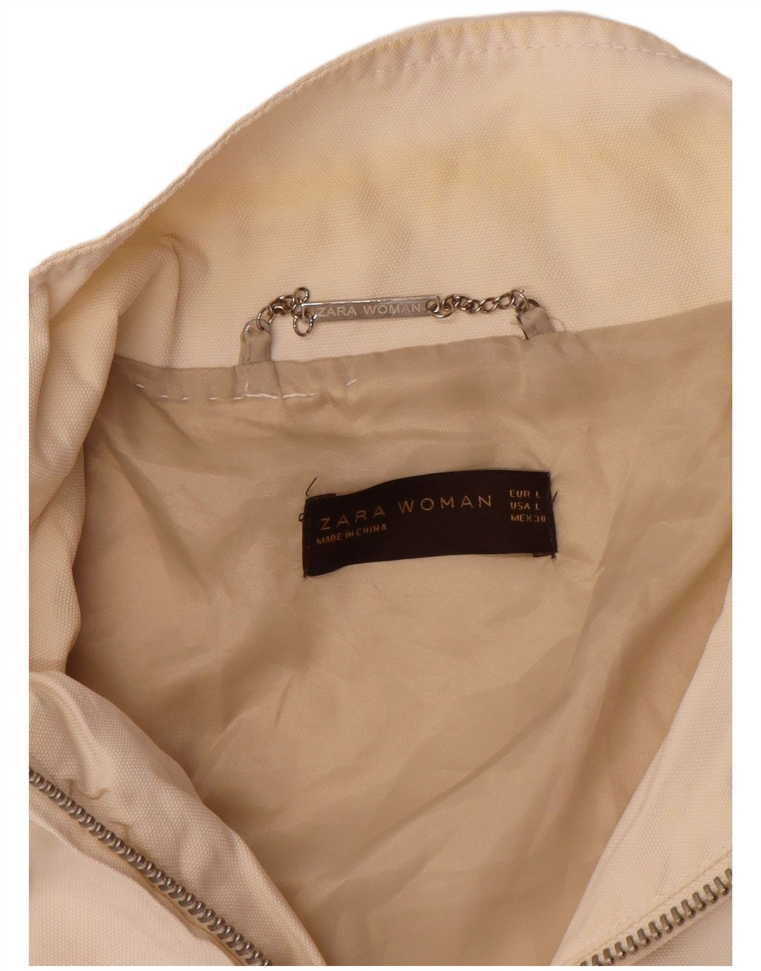 Zara Γυναικείο Utility Jacket UK 16 Large Off White Nylon