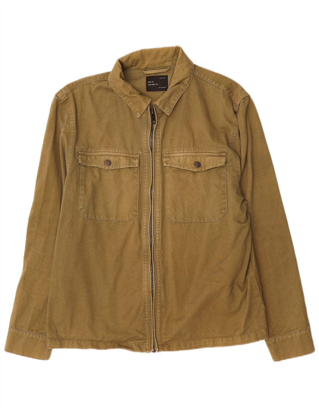 Zara Ανδρικό Bomber Jacket UK 42 XL Πράσινο Βαμβακερό