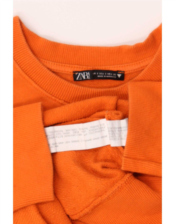 Zara Γυναικεία γραφική μπλούζα μεγάλου μεγέθους Jumper UK 10 Small πορτοκαλί βαμβακερό
