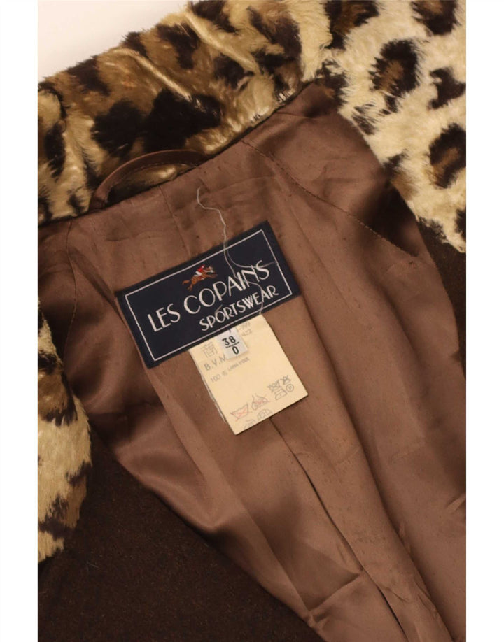 Les Copains Γυναικείο παλτό με διπλό στήθος EU 38 Medium καφέ Animal print