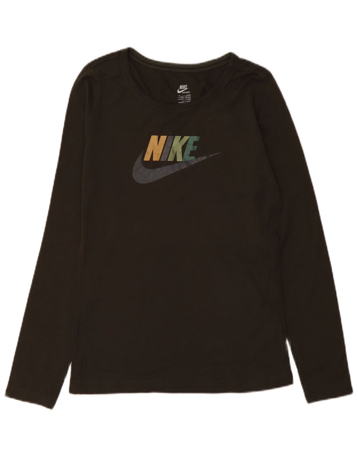 Γυναικείο τοπ Nike μακρυμάνικο UK 10/12 μεσαίο χακί βαμβάκι