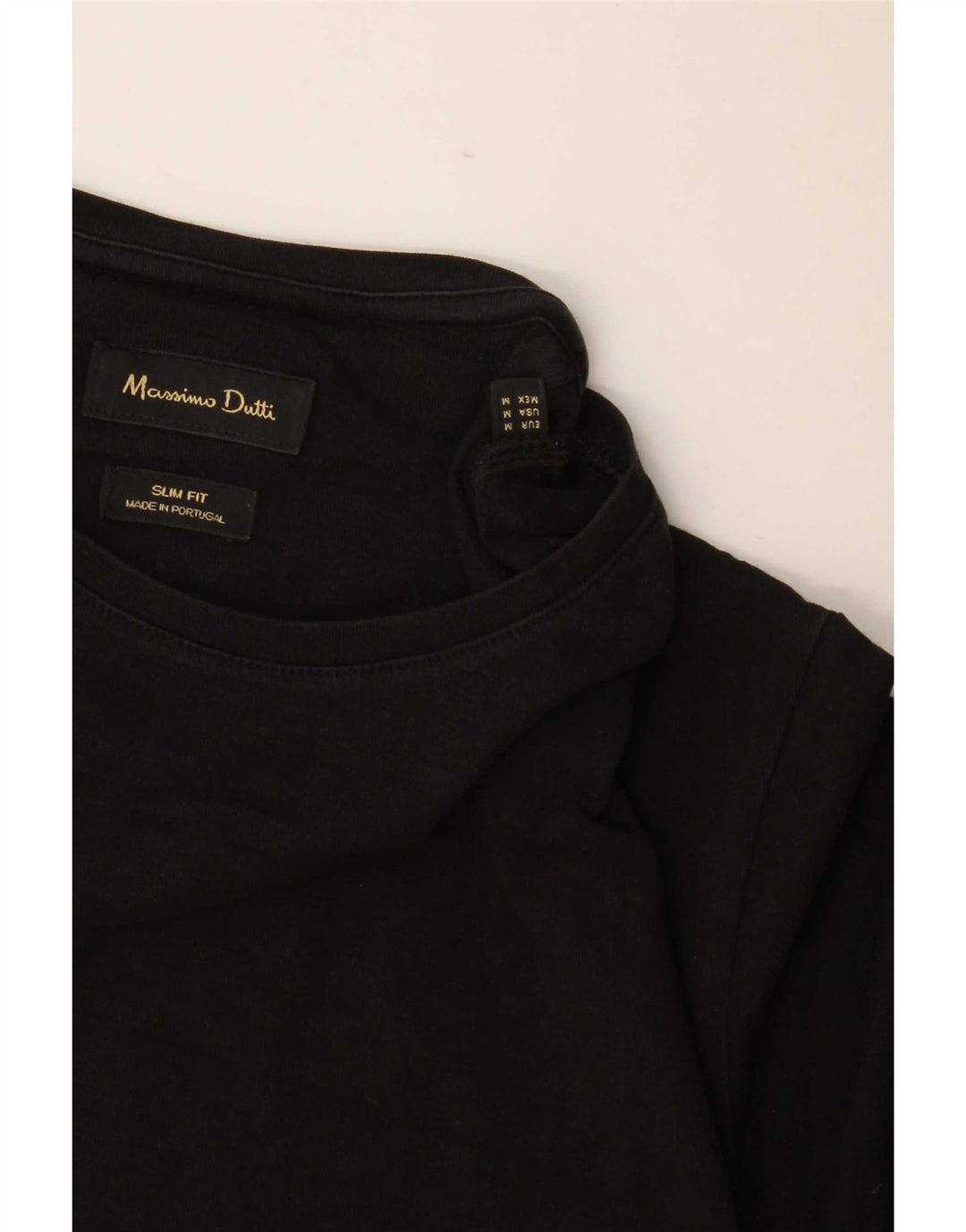 Ανδρικό μπλουζάκι με κοντό μανίκι Massimo Dutti, μονόχρωμο, μεσαίο μαύρο