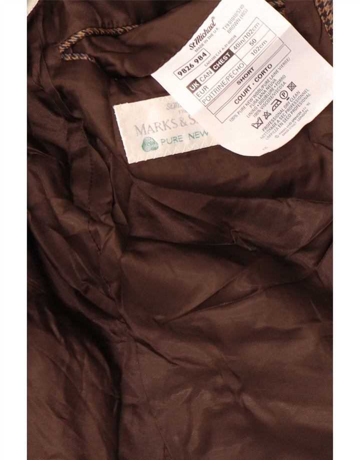 Marks & Spencer Ανδρικό κοντό σακάκι UK 40 Medium Brown Houndstooth