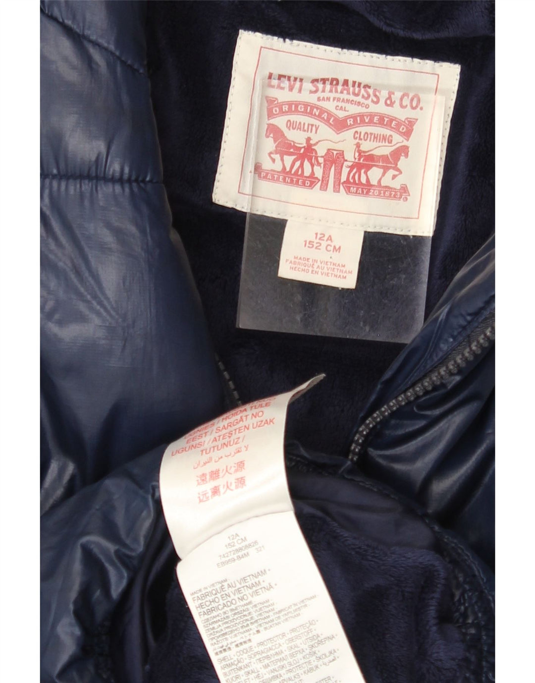 LEVI'S Girls Hooded Jacket 11-12 Years Navy Blue Polyester