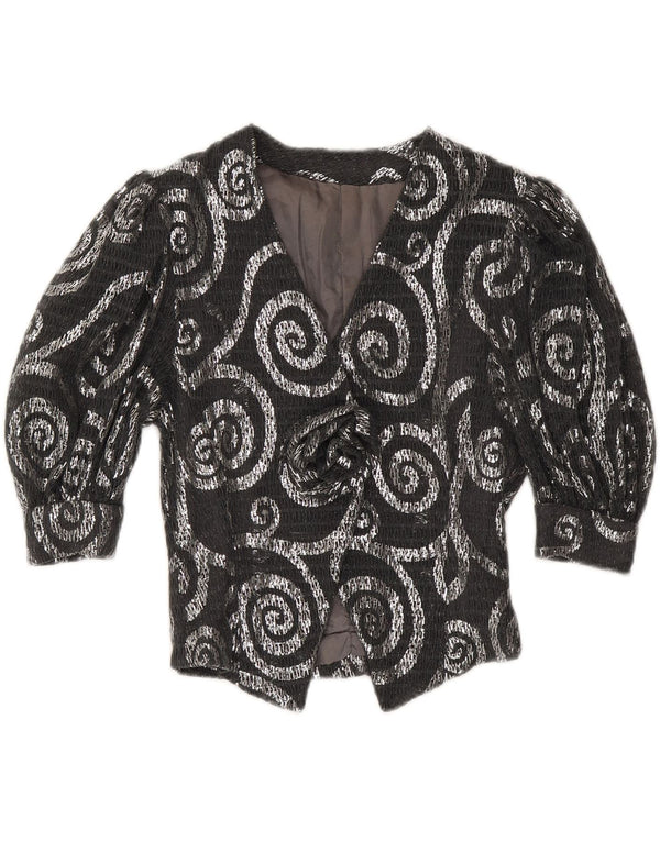 VINTAGE Γυναικείο μπλέιζερ 3/4 μανίκι UK 12 Medium Grey Paisley