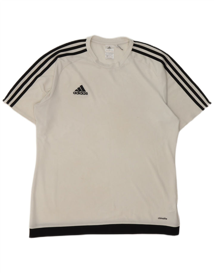 Adidas Ανδρικό T-Shirt Climalite Top Large White Colourblock Πολυεστέρας