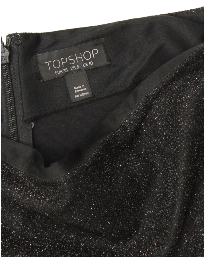 TOPSHOP Γυναικεία Μίνι Φούστα UK 10 Small W28 Μαύρο Πολυεστέρας