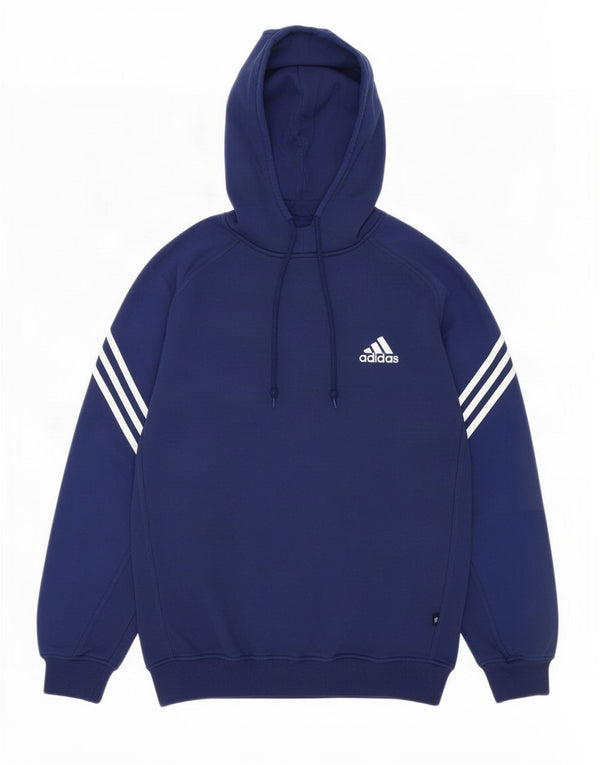Adidas Mens Hoodie Jumper UK 38/40 Medium Navy Blue Cotton