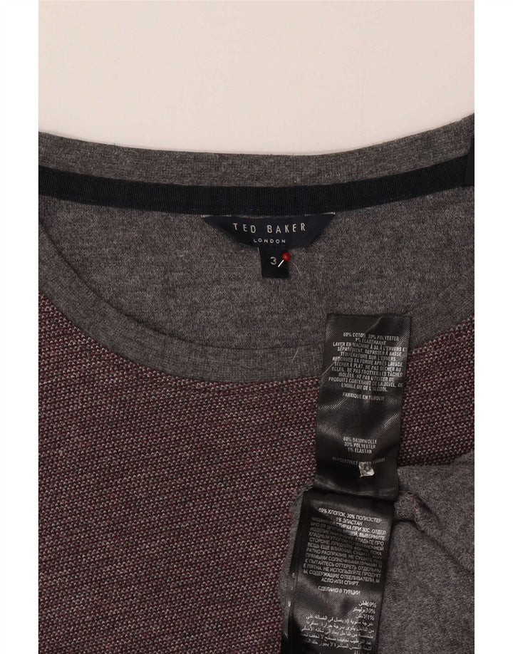 Ανδρικό πουλόβερ με λαιμόκοψη Ted Baker, Μέγεθος 3, μεσαίο βαμβακερό μπορντό