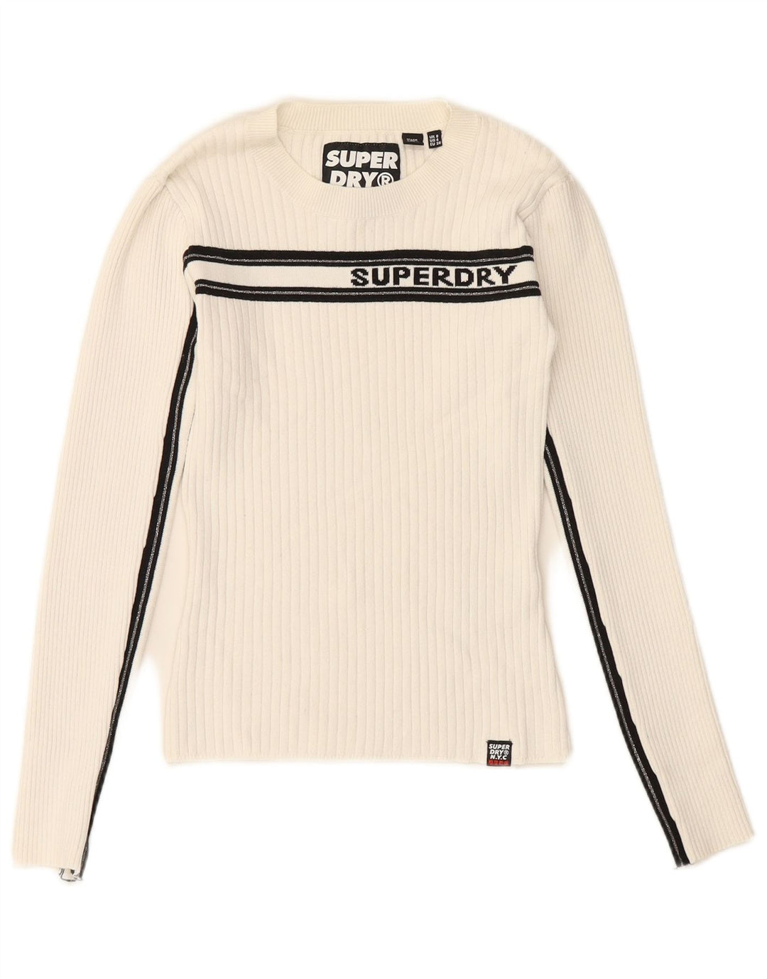 Γυναικείο πουλόβερ SUPERDRY Graphic Crew Neck Jumper UK 8 Small White ριγέ