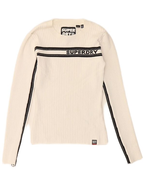 Γυναικείο πουλόβερ SUPERDRY Graphic Crew Neck Jumper UK 8 Small White ριγέ