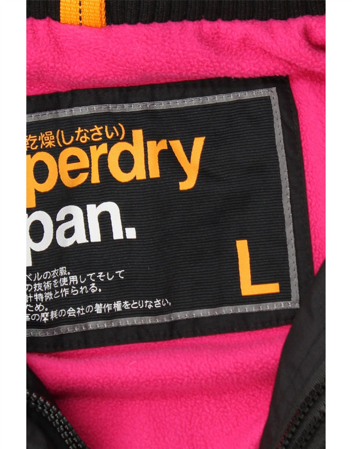 Superdry γυναικείο μπουφάν με κουκούλα αντιανεμικό UK 14 μεγάλο μαύρο νάιλον