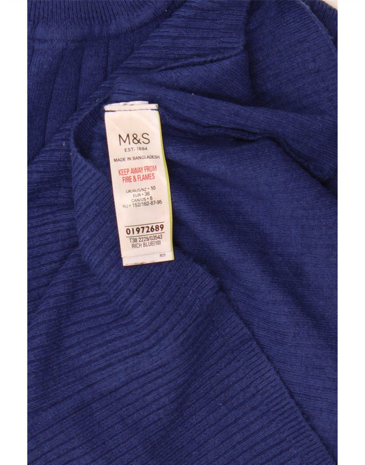 Marks & Spencer Γυναικείο πουλόβερ με λαιμό χελώνα UK 10 Small Blue Viscose