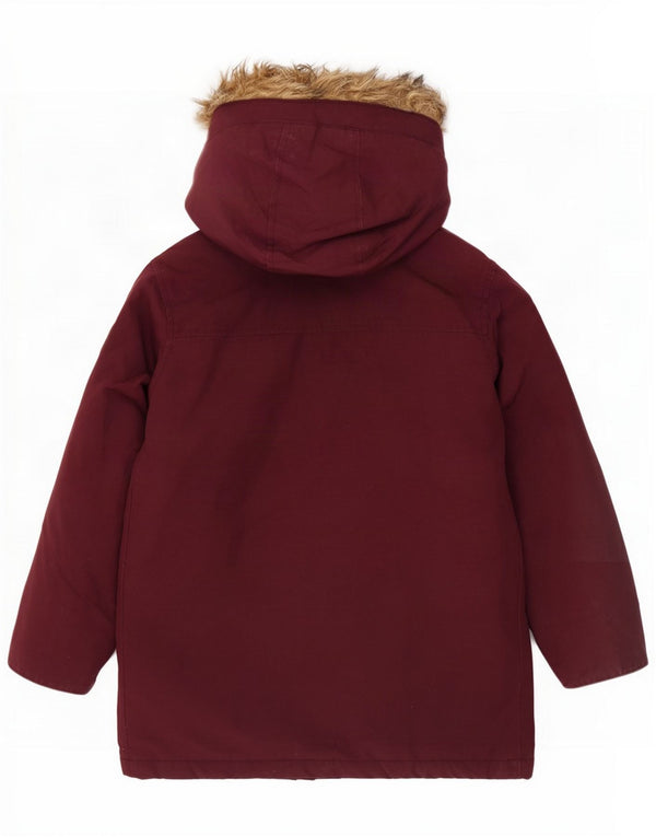 Gap Boys Hooded Parka Jacket 8-9 Years Medium Burgundy Polyester