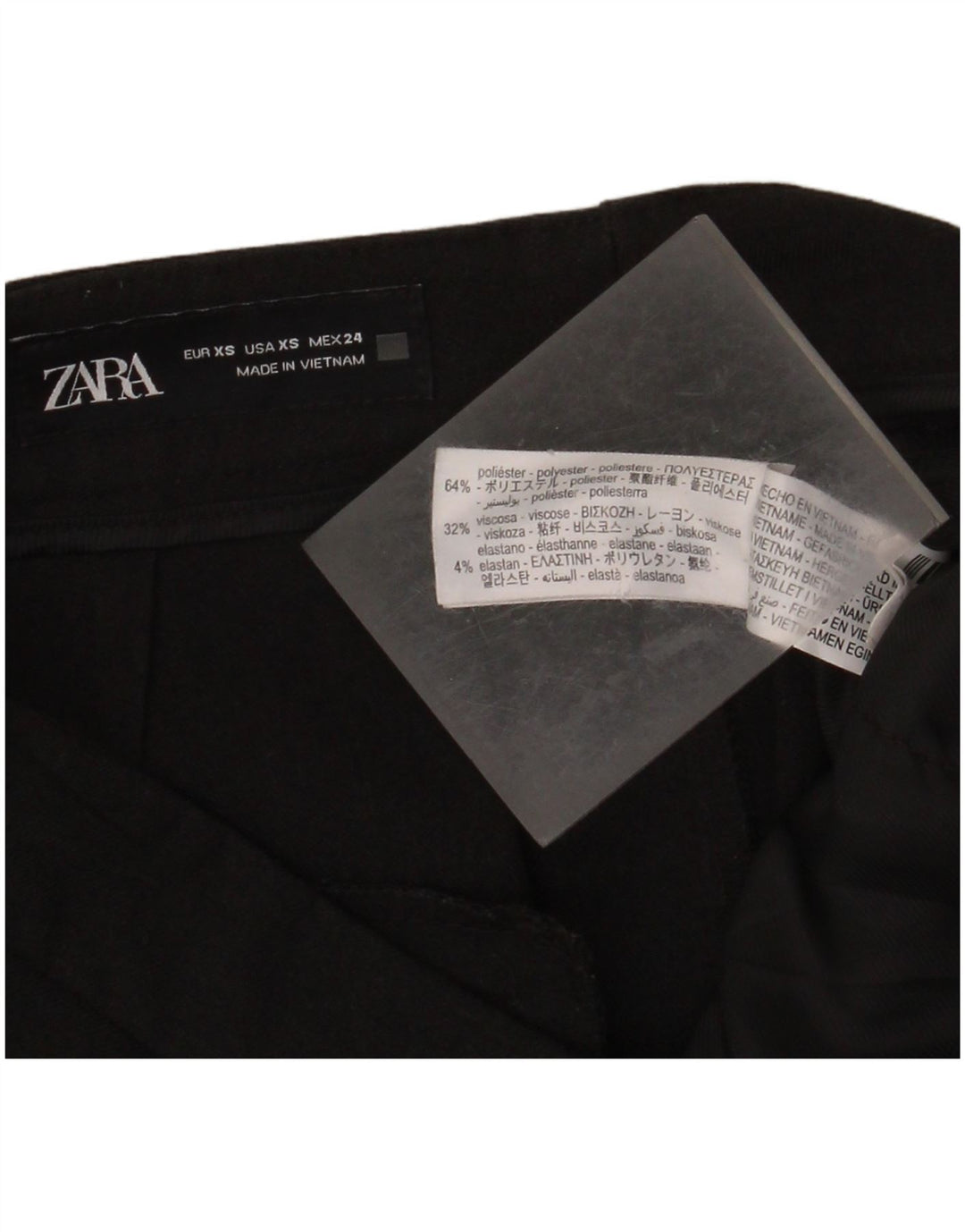 Γυναικείο κωνικό παντελόνι ZARA XS W24 L27 Μαύρο πολυεστέρα
