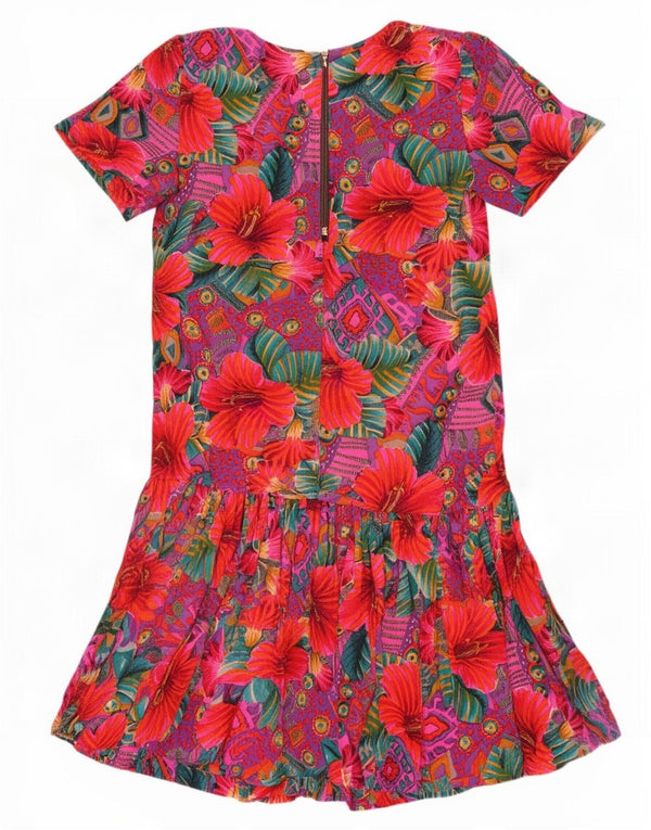 Vintage γυναικείο φόρεμα A-Line UK 12 Medium πολύχρωμο Floral