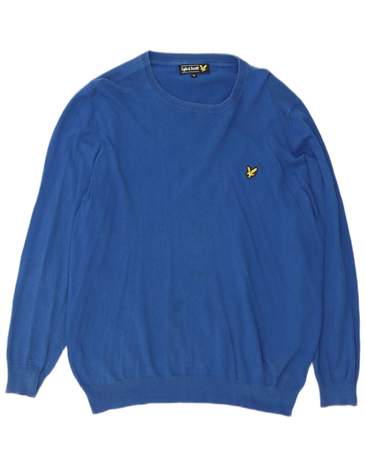 LYLE & SCOTT Ανδρικό πουλόβερ με λαιμόκοψη XL Μπλε βαμβακερό