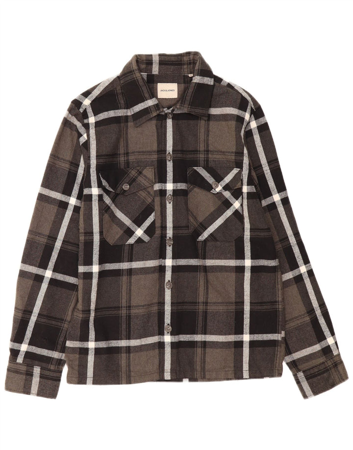 Ανδρικό φανελένιο πουκάμισο Jack & Jones, μικρό γκρι βαμβακερό