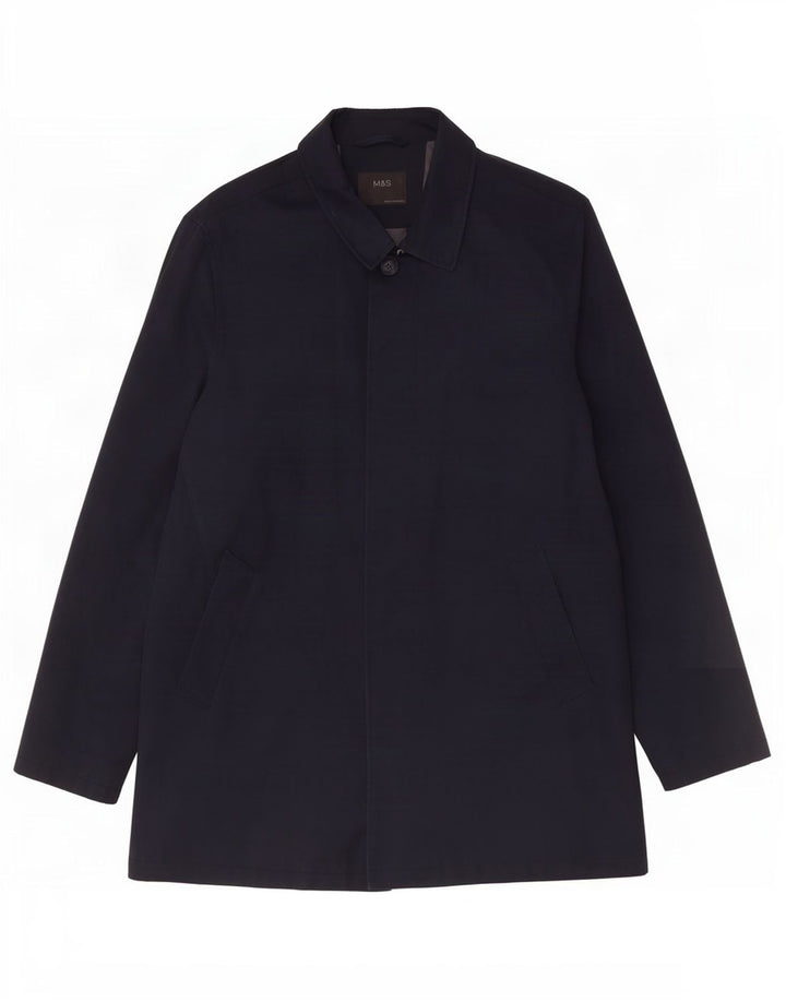 Ανδρικό πανωφόρι Marks & Spencer UK 40 Large Navy Blue Cotton