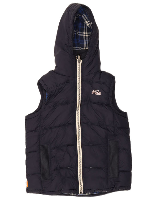 SUPERDRY Γυναικεία κουκούλα με επένδυση Gilet UK 14 Medium Navy Blue Nylon