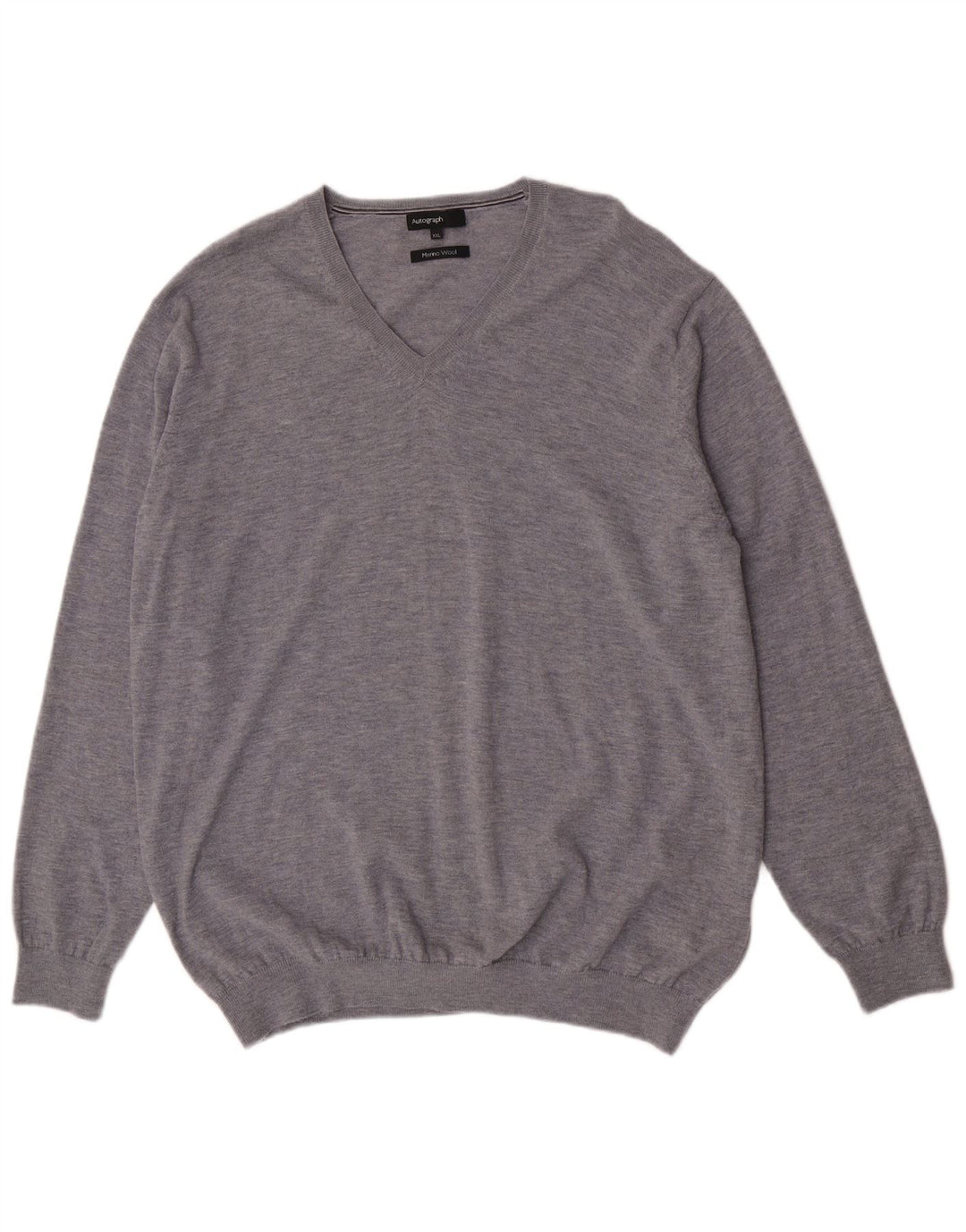 Ανδρικό πουλόβερ Marks & Spencer Autograph V-Neck Jumper 2XL γκρι μαλλί