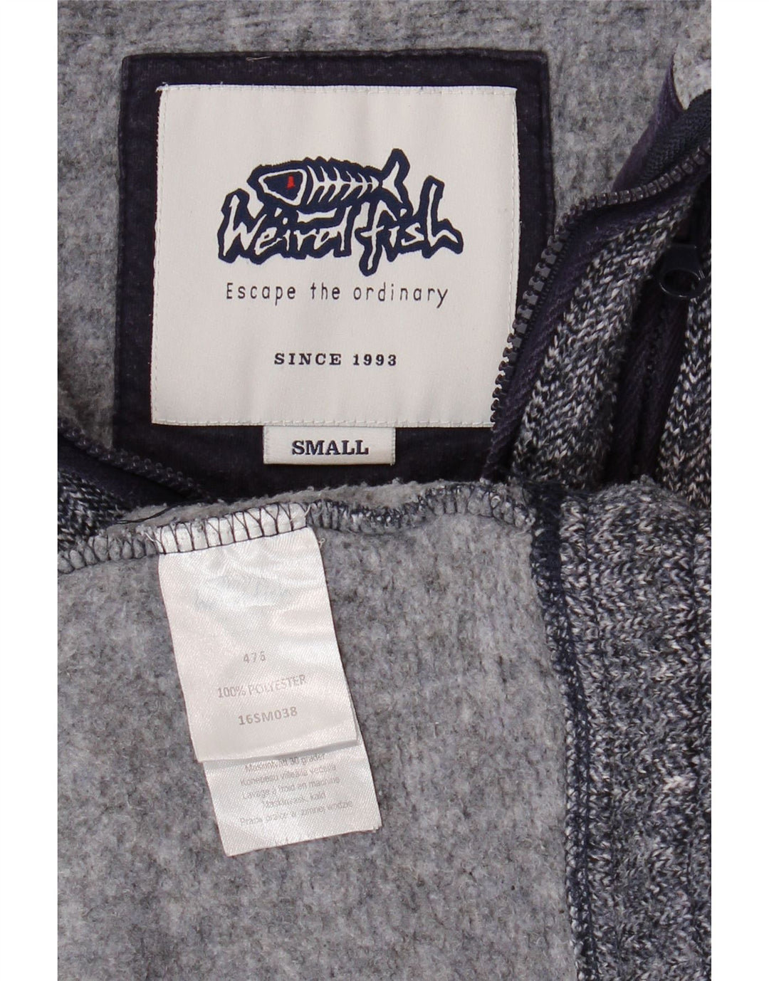 WEIRD FISH Ανδρικό φούτερ με φερμουάρ Jumper Μικρό Navy Blue ψαροκόκαλο