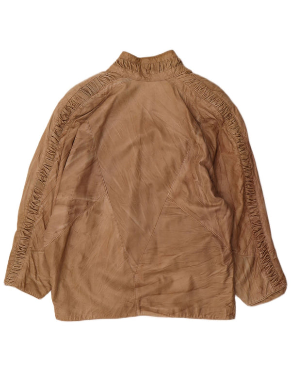 Vintage Γυναικείο Oversized Δερμάτινο Μπουφάν UK 18 XL Beige