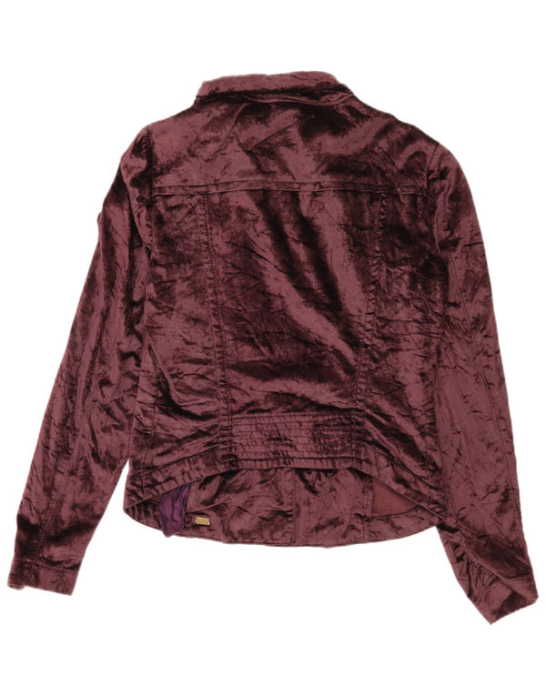 Sixty Womens Crop Velvet Bomber Jacket UK 14 Large Brown Βαμβακερό