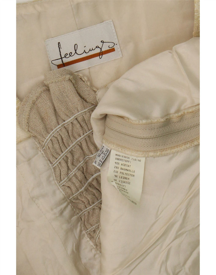 Vintage γυναικείο Crop Top UK 12 Medium Beige ριγέ Acetate