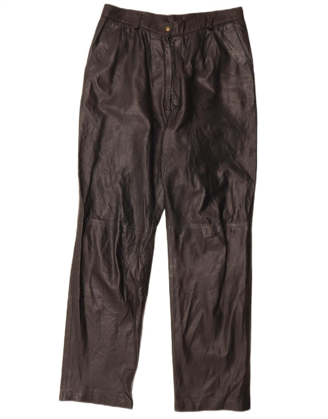 Vintage γυναικείο ίσιο δερμάτινο παντελόνι W29 L30 Μαύρο
