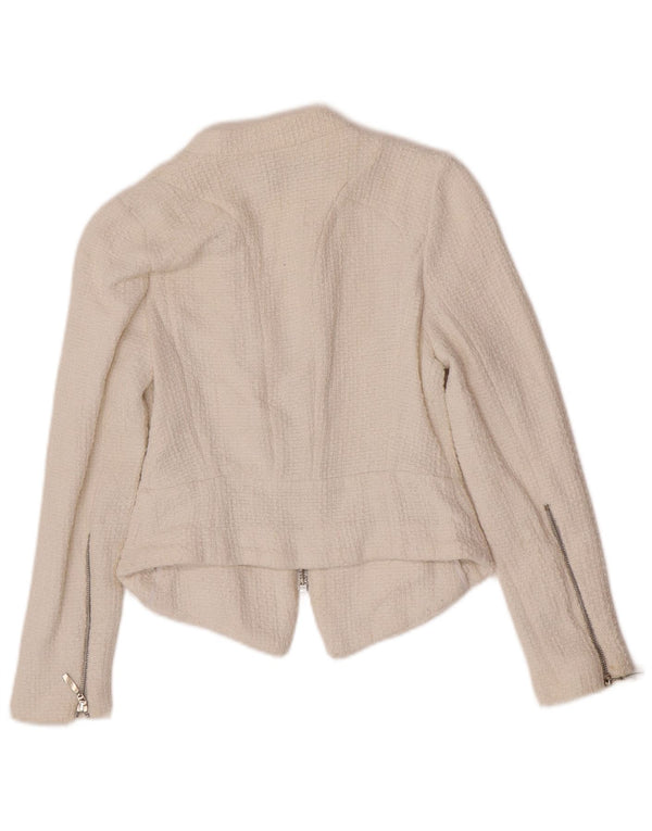Zara Γυναικείο Μπλέιζερ Μπουφάν UK 8 Small White Cotton