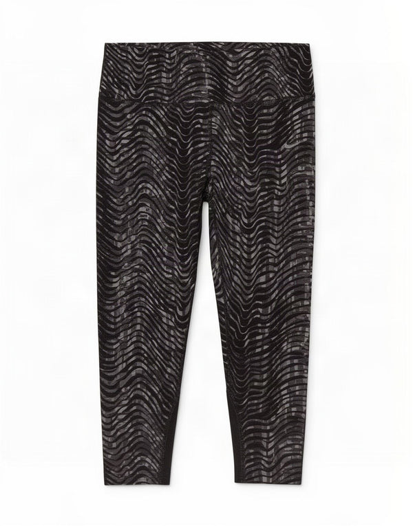Γυναικεία Nike Dri Fit Abstract Pattern κολάν Capri UK 8 Small Black Nylon