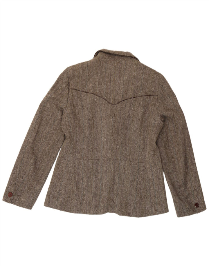 Marella Γυναικείο σακάκι blazer UK 16 μεγάλο καφέ ψαροκόκκαλο βισκόζη