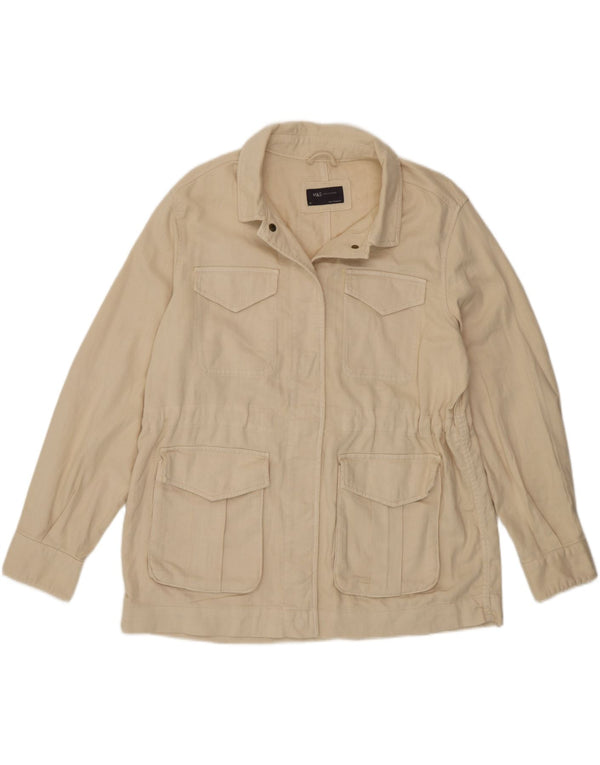 Marks & Spencer Womens Utility Jacket UK 14 Large Beige Cotton