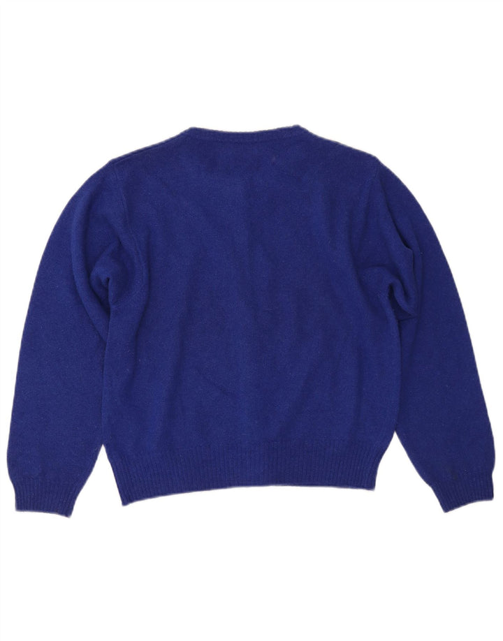 BENETTON Γυναικείο πουλόβερ Crop Cardigan UK 14 Large Blue Wool