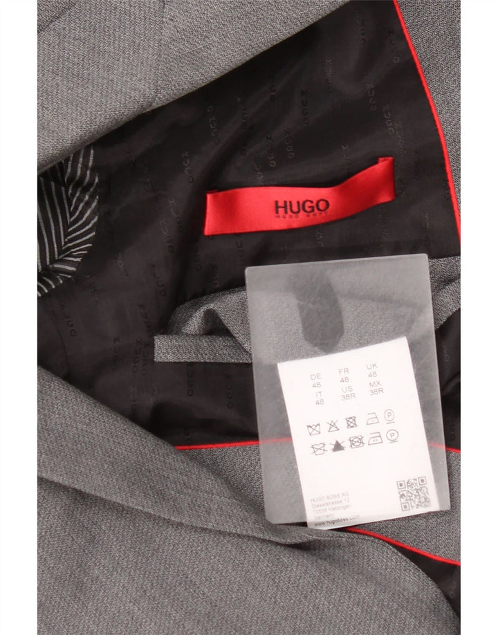 Ανδρικό σακάκι σακάκι Hugo Boss με 2 κουμπιά EU 48, παρθένο μαλλί μεσαίου γκρι
