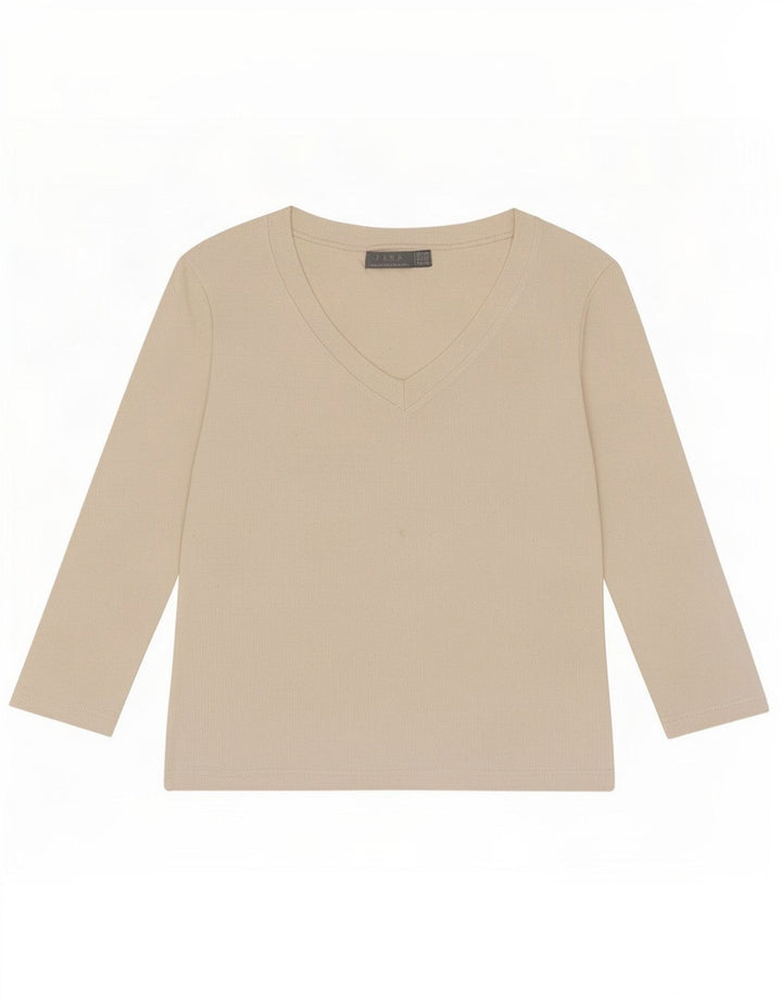 Zara Γυναικείο Crop Top 3/4 Sleeve UK 12 Medium White