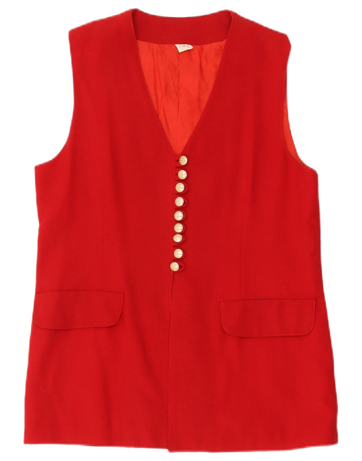 Vintage Γυναικείο Gilet UK 14 Μεσαίο κόκκινο μαλλί